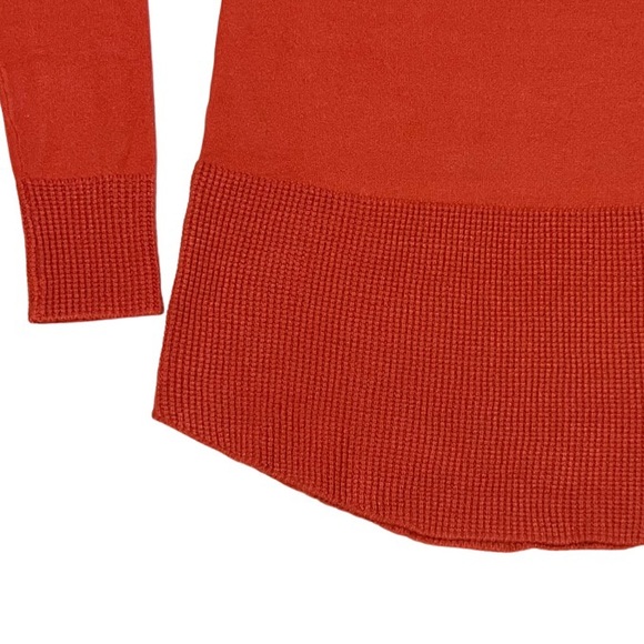 Cyrus Blood Orange Crowl Neck Sweater with a Lower Waffle Trim. Size small - Picture 10 of 12